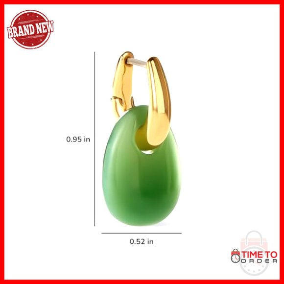 14K Gold Plated Silver Two Tone Dangle Hoop Earrings Hypoallergenic Tarnish Free - Picture 5 of 7